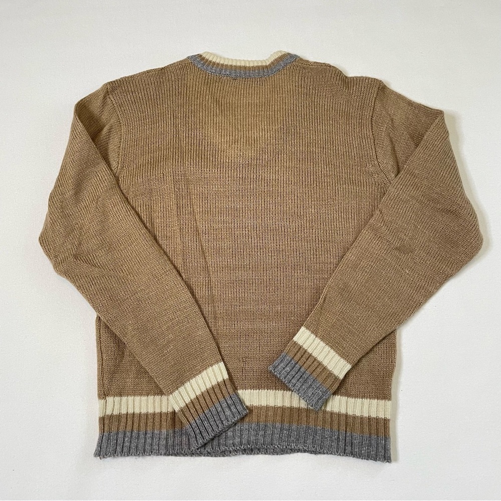 VTG cable knit v neck sweater medium - Picture 4 of 10